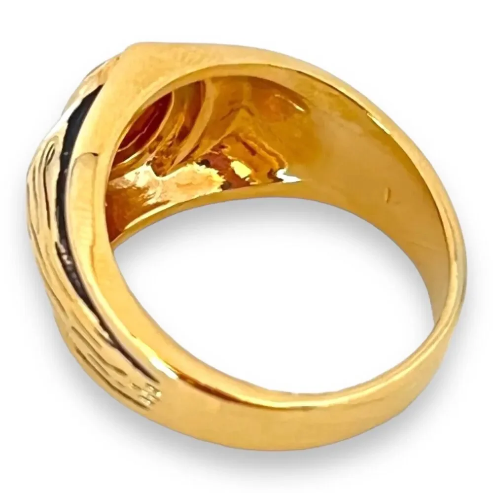 Vintage 1960s Ring Uncas Size 10 Tiger's Eye Gold Plate Mid-Century Gent's - 14N